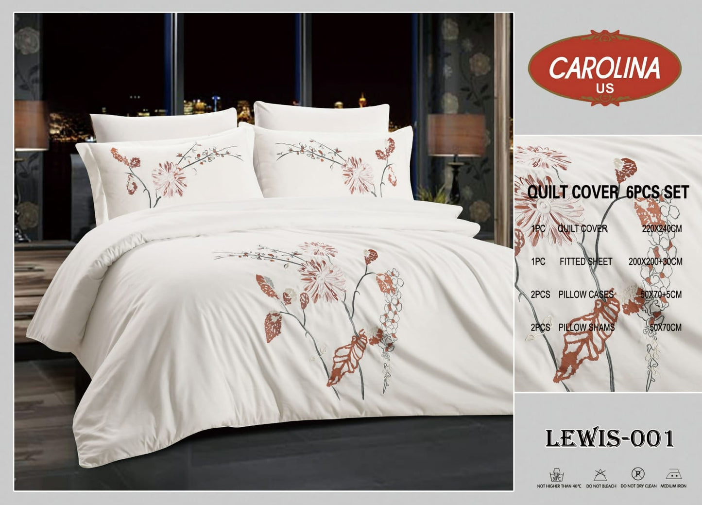 طقم غطاء لحاف 6 قطع *LEWIS*Duvet Cover 6pc set *LEWIS*