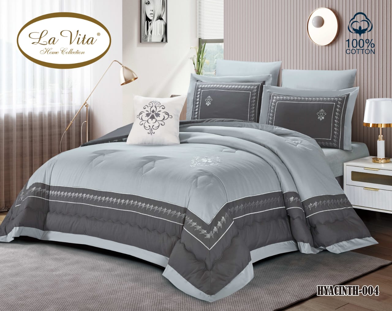 طقم لحاف 7 قطع *ياقوتي*.  Quilt 7pc Set *HYACINTH*