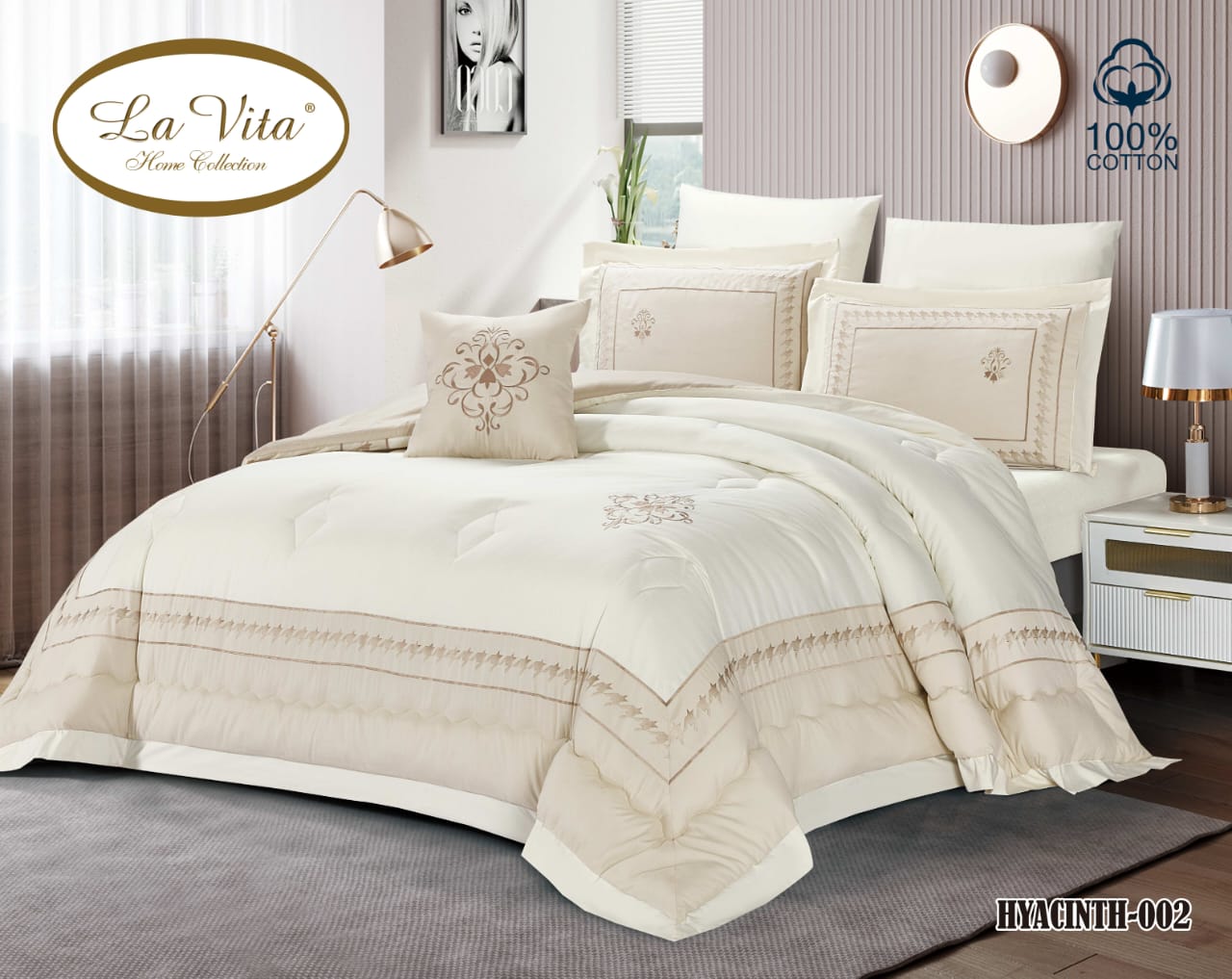 طقم لحاف 7 قطع *ياقوتي*.  Quilt 7pc Set *HYACINTH*